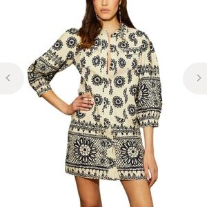 LOVE THE LABEL - ivory and navy Printed Tunic Dress